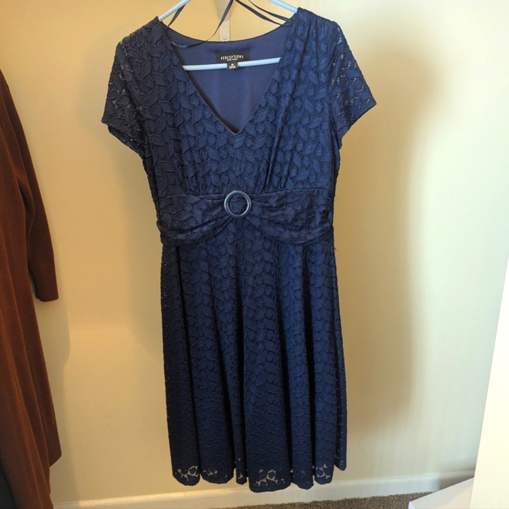 Perceptions Size 12 Navy Blue Dress